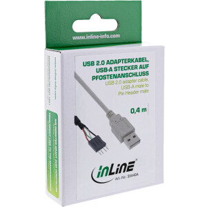 InLine® USB 2.0 Adapter Cable USB Type A male / Pin Header male, 0.40m