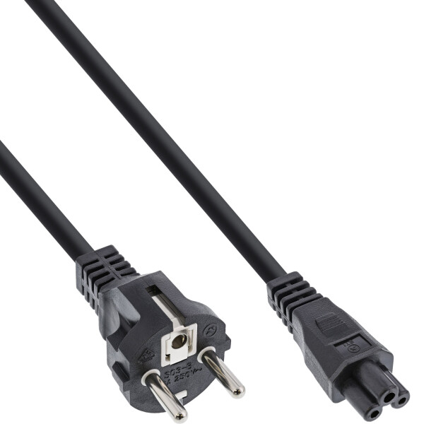 InLine® power cable Type F German / "Mickey Mouse" notebook plug black 1.8m