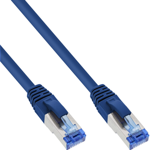 InLine® Patchkabel, S/FTP (PiMf), Cat.6A, halogenfrei, blau, 1m