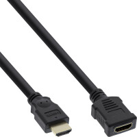 InLine® HDMI Verl., HDMI-High Speed, ST / BU, schwarz, vergoldete Kontakte, 7,5m