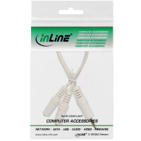 InLine® Klinken Y-Kabel, 3,5mm ST an 2x 3,5mm BU, Stereo, weiß/vergoldet, 0,1m