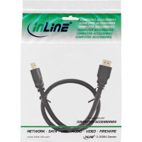 InLine® HDMI Kabel, HDMI-High Speed, ST / ST, verg. Kontakte, schwarz, 2m