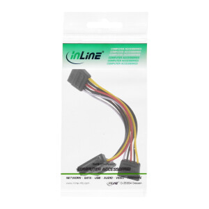 InLine® Internal SATA Power Cable SATA male / female to 2x SATA m 0.15m