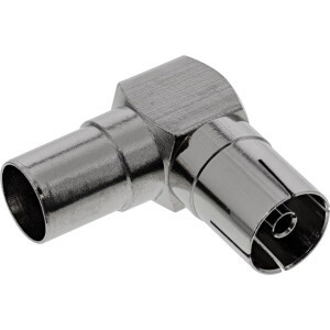 InLine® Antenne Koaxial Verbinder Stecker / Buchse, 90° gewinkelt, Metall