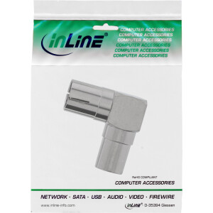 InLine® Antenne Koaxial Verbinder Stecker / Buchse, 90° gewinkelt, Metall