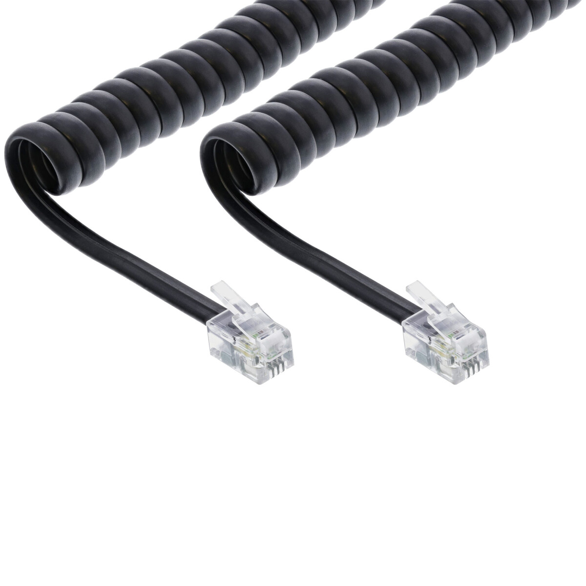 InLine® Coiled Cord RJ10 direct assigned male / male,...