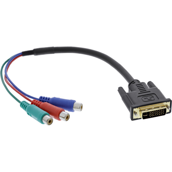 InLine® DVI-I Cable 24+5 male to 3x RCA female RGB 0.15m