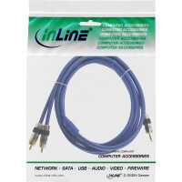 InLine® Cinch/Klinke Kabel, PREMIUM, 2x Cinch Stecker an 3,5mm Klinke, 3m