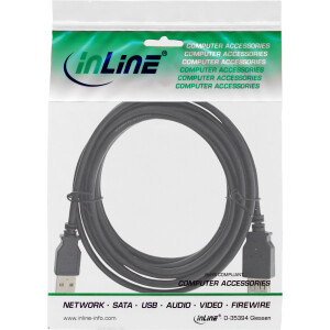 InLine® USB 2.0 Verlängerung, Stecker / Buchse, Typ A, schwarz, 5m