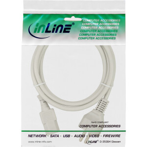 InLine® Netzkabel, Schutzkontakt gerade auf Kaltgerätestecker C13, 1,5m, grau