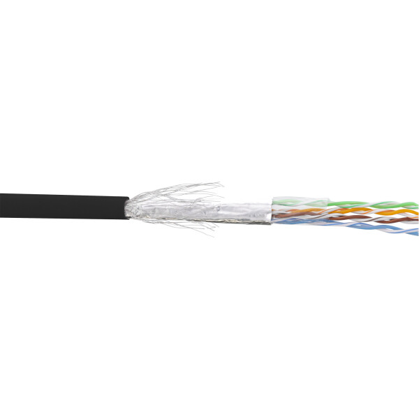 InLine® Patchkabel Cat.5e, schwarz, SF/UTP, AWG26, PVC, 100m