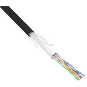 InLine® Patchkabel Cat.5e, schwarz, SF/UTP, AWG26, PVC, 100m