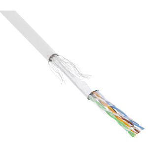 InLine® Patch Cable SF/UTP Cat.5e AWG26 CCA PVC white 100m