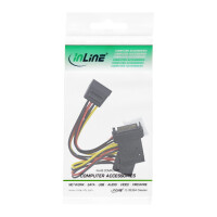 InLine® SATA Power Adapter Cable male to female to 2x SATA + 4 Pin Molex power