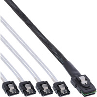 InLine® SAS Anschlusskabel, Mini-SAS SFF-8087 an 4x SATA, 1:1, OCR, 0,5m