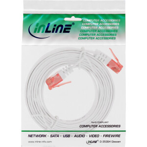 InLine® Flat Ultraslim Patch Cable U/UTP Cat.6 Gigabit ready white 1m