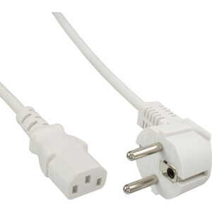 InLine® power cable, CEE 7/7 angled / 3pin IEC C13 male, white, 1.8m