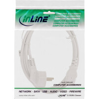 InLine® power cable, CEE 7/7 angled / 3pin IEC C13 male, white, 1.8m