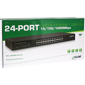 InLine® 24 Port Gigabit Network Switch 10/100/1000 1GBit/s 19" Metal noiseless