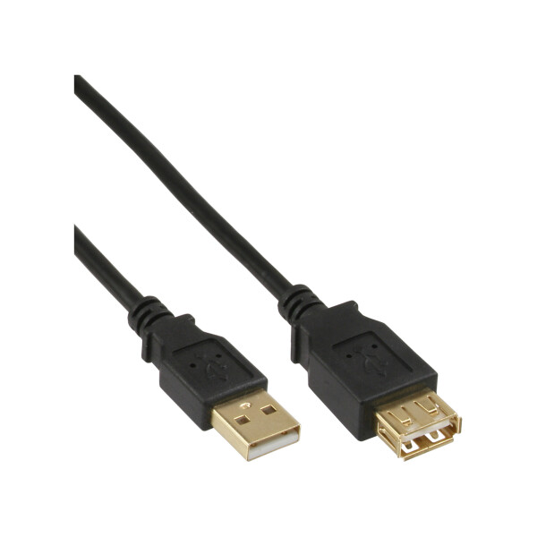 InLine® USB 2.0 Extension Cable Type A male / female, gold plated, black, 2m