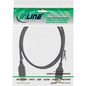 InLine® USB 2.0 Verlängerung, ST / BU, Typ A, schwarz, Kontakte gold, 5m