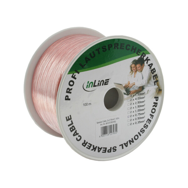 InLine® Speaker Cable 2x 0.75mm² CCA transparent 100m