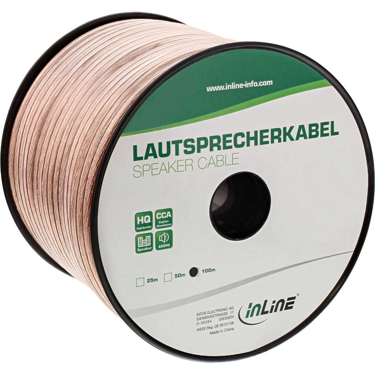 InLine® Lautsprecherkabel, 2x 4mm², CCA,...