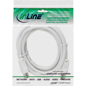 InLine® Antennenkabel, 2x geschirmt, >75dB, weiß, 3m