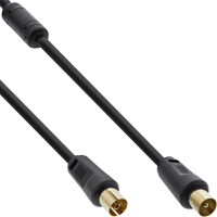 InLine® Antennenkabel Premium, 2x geschirmt, mit Filter, >85dB, schwarz, 1m