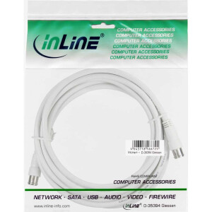 InLine® SAT Cable 2x shielded ultra low loss 2x F-Quick Plug >80dB white 2m