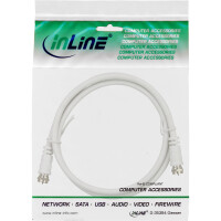 InLine® SAT Cable 2x shielded ultra low loss 2x F-male >75dB white 15m