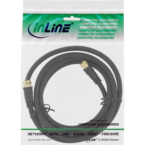 InLine® SAT-Anschlusskabel, 2x geschirmt, 2x F-Stecker, >85dB, schwarz, 5m