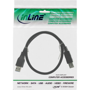 InLine® USB 3.2 Gen.1 Cable Type A male / Type B male, black, 2m