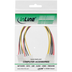 InLine® Internal Power Y-Cable 1x 4pin Molex / 2x 4pin Molex 0.20m