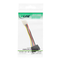 InLine® SATA Stromadapterkabel, 1x 8,89cm (3,5") Buchse an 15pol SATA Stecker gewinkelt mit Lasche, 6cm