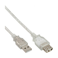 InLine® USB 2.0 Verlängerung, Stecker / Buchse, Typ A, transparent, 1m