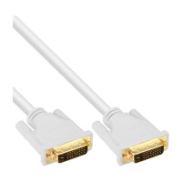 InLine® DVI-D Kabel, digital 24+1 Stecker / Stecker, Dual Link, weiß / gold, 2m