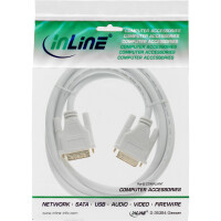 InLine® DVI-D Kabel, digital 24+1 Stecker / Stecker, Dual Link, weiß / gold, 5m