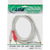 InLine® Audio Cable 2x RCA male / 3.5mm male Stereo white/gold 3m