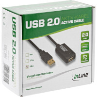 InLine® USB 2.0 Aktiv-Verl., mit Signalverstärkung "Repeater", ST A / BU A, 10m