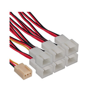 InLine® Lüfter Adapterkabel, 3pol Molex Buchse an 6x 3pol Molex Stecker