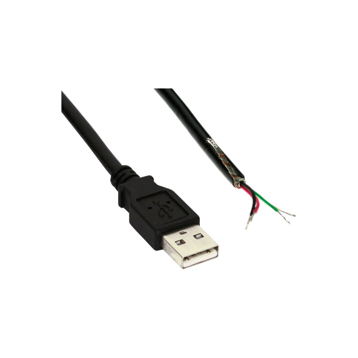 InLine® USB 2.0 Cable Type A male / open end, black, 2m