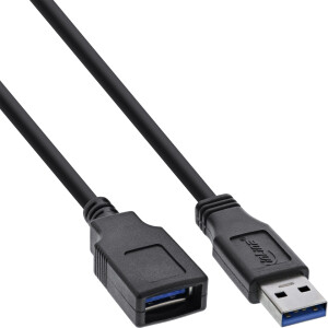 InLine® USB 3.2 Gen.1 Cable Type A male / Type A female, black, 0.5m