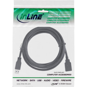 InLine® USB 3.2 Gen.1 Cable Type A male / Type A female, black, 0.5m