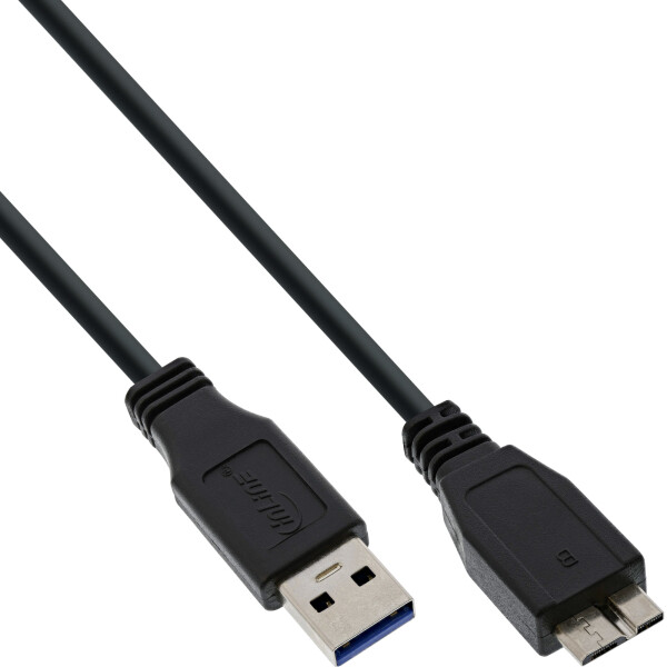 InLine® USB 3.2 Gen.1 Cable Type A male / Micro B male, black, 1m