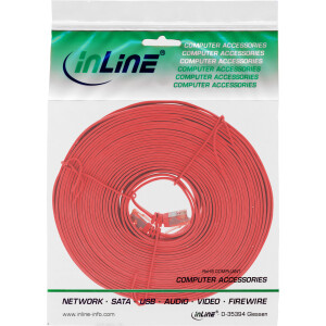 InLine® Flat Ultraslim Patch Cable U/UTP Cat.6 Gigabit ready red 10m