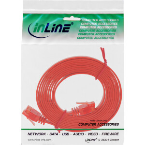 InLine® Flat Ultraslim Patch Cable U/UTP Cat.6 Gigabit ready red 0.5m