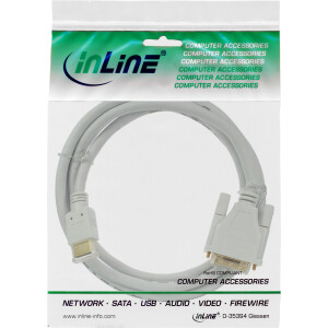 InLine® HDMI to DVI Cable male / 18+1 male white gold 5m