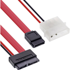 InLine® Slimline SATA Kabel, Slimline SATA ST 13pol. (7+6) zu SATA + Strom, 0,4m