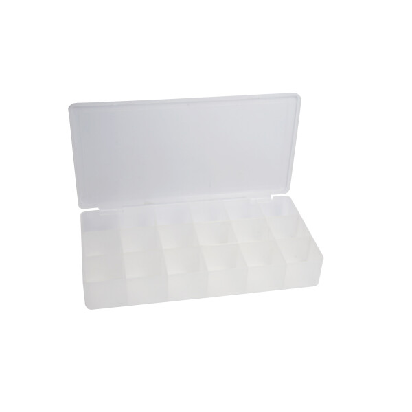 InLine® Kleinteilebox, 18 Fächer, Abmessungen: 213x114x35mm, transparent